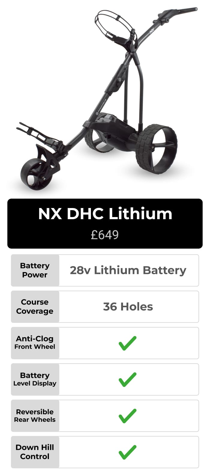 PowerBug NX DHC Downhill Control Electric Golf Trolley