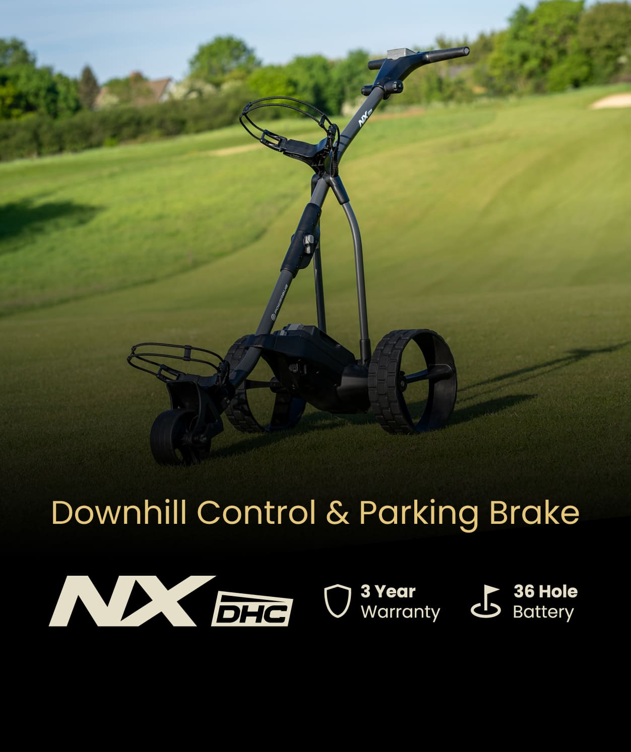 PowerBug NX DHC Downhill Control electric golf trolley