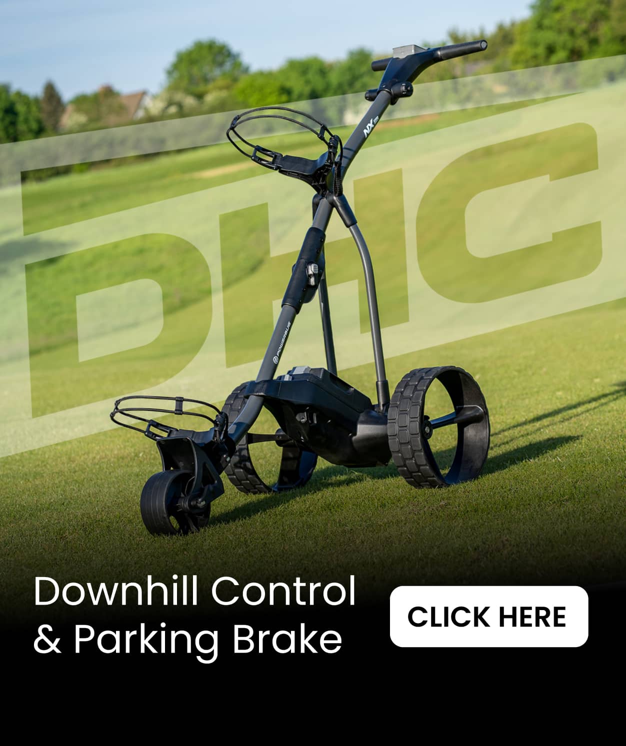 PowerBug NX Downhill Control DHC electric golf trolley